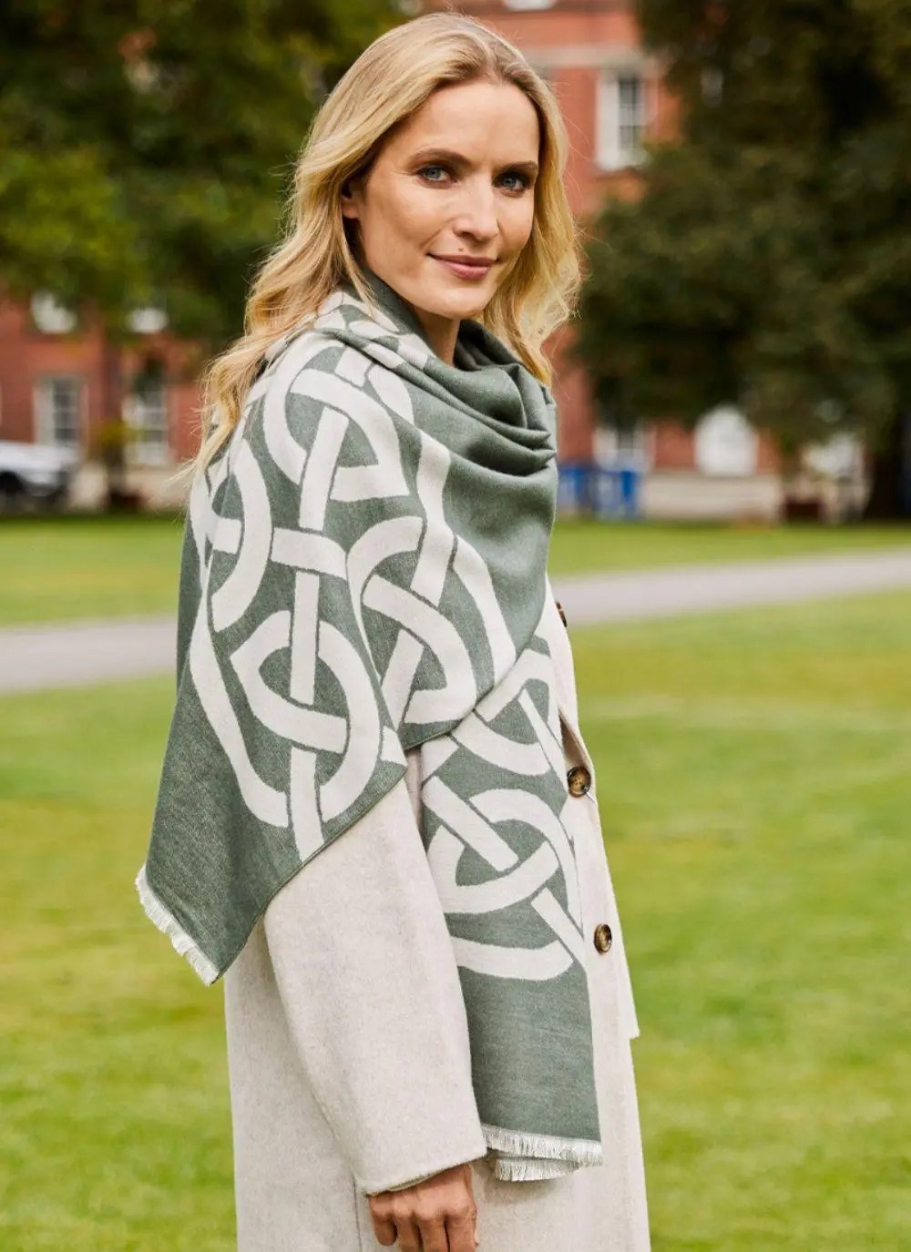 Celtic Reversible Scarf in Thyme Blarney